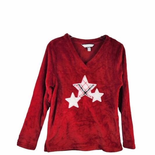 Women's Plush Applique Long Sleeve Pajama Top