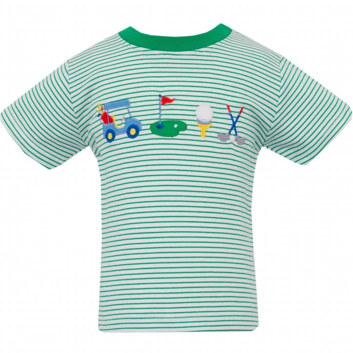 Boy's Stripe Knit Golf Applique Short Sleeve Tee