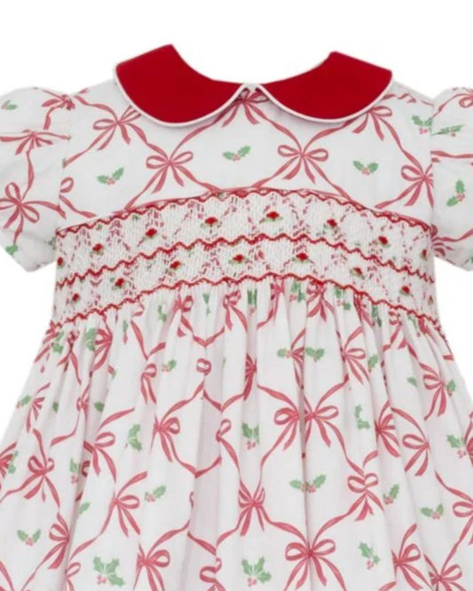 Girl's Alison Holiday Bow Print Dress