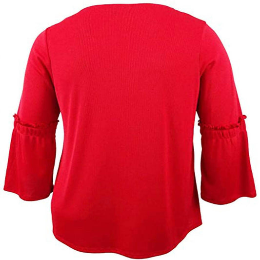 Women's Bell Sleeves Pull Over Knit Top - Plus