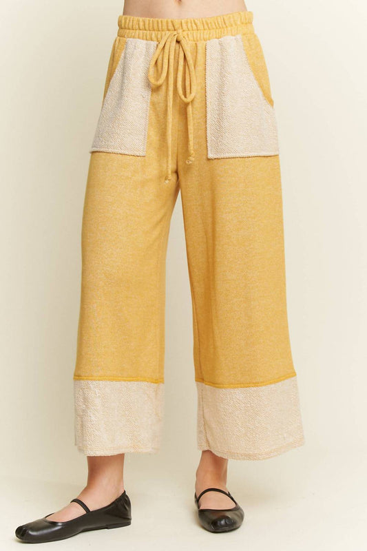 Washed Elastic Waist Wide Pants
