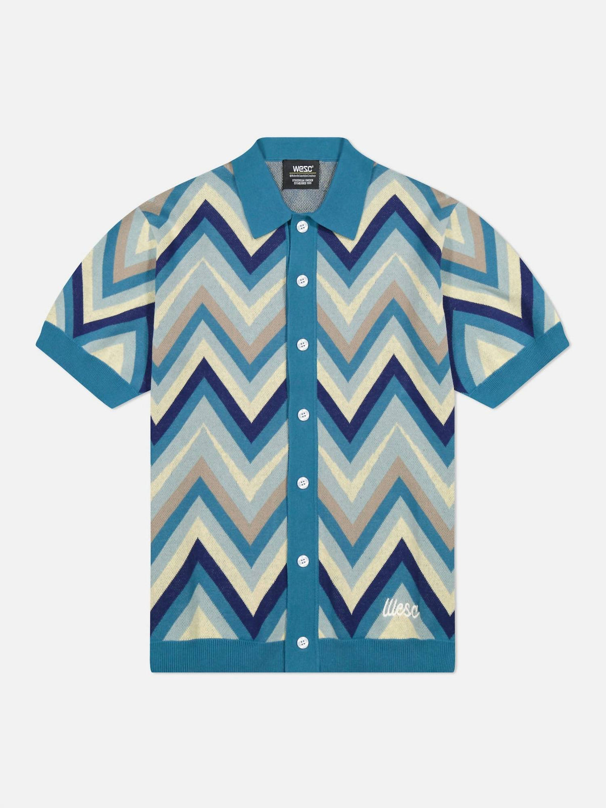 Men's Zig-zag Short Sleeve Knit Cardigan