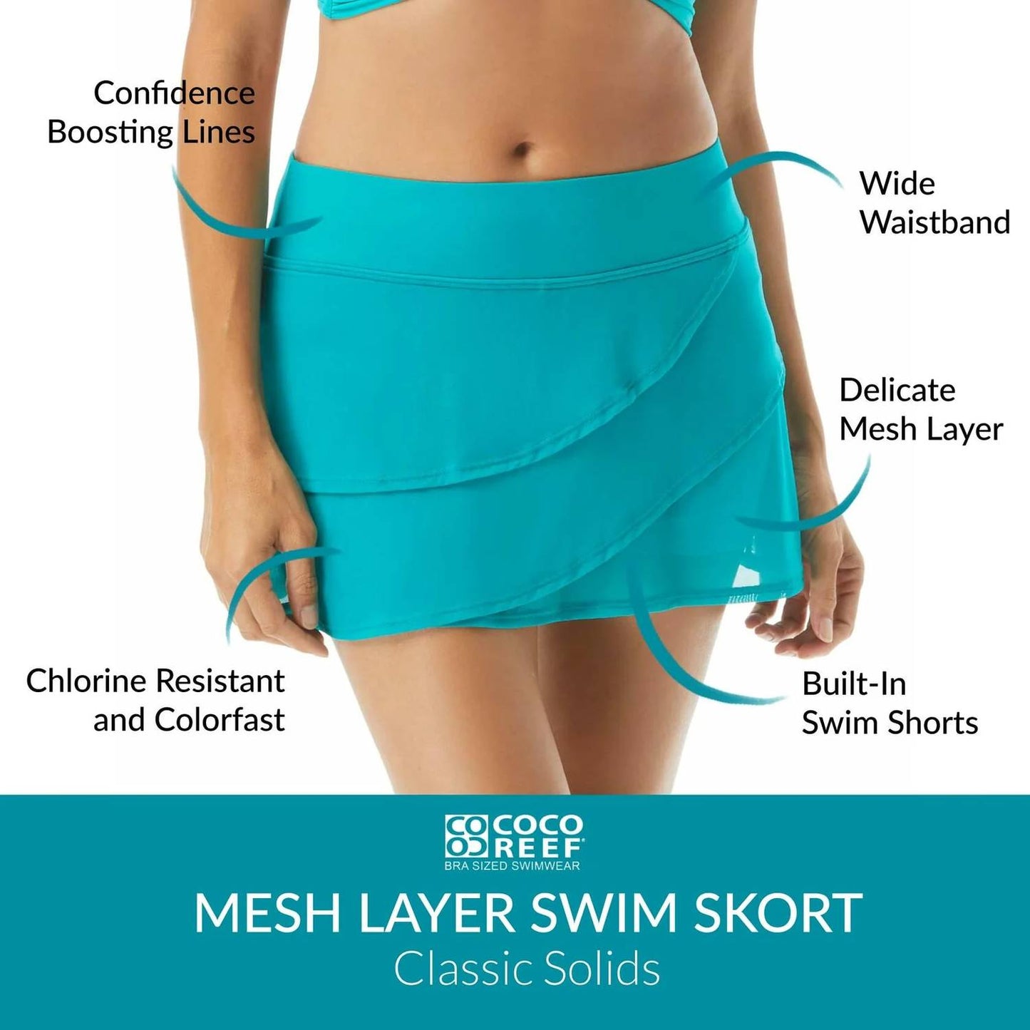 Mesh Layer Ruffle Swimsuit Skort