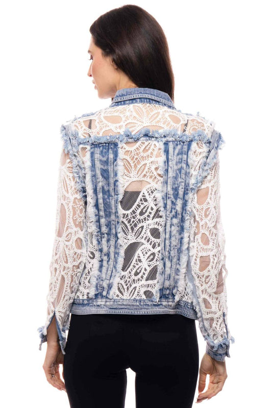 Embroidered Denim And Lace Bohemian Jacket