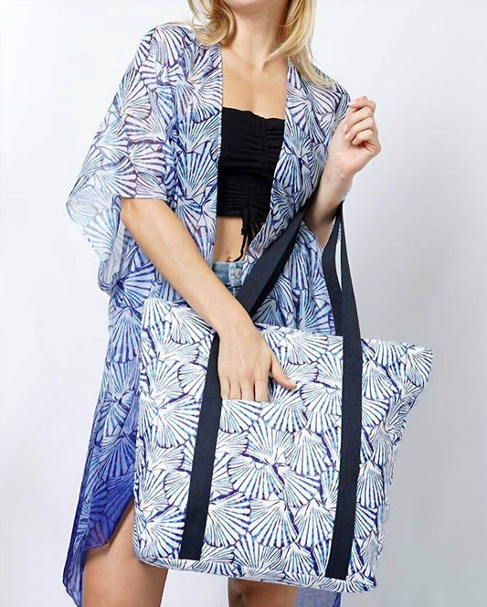 Hana - Women's Shell Pattern Tropical Print Vacation Travel Tote Bag - Rack Hunt -