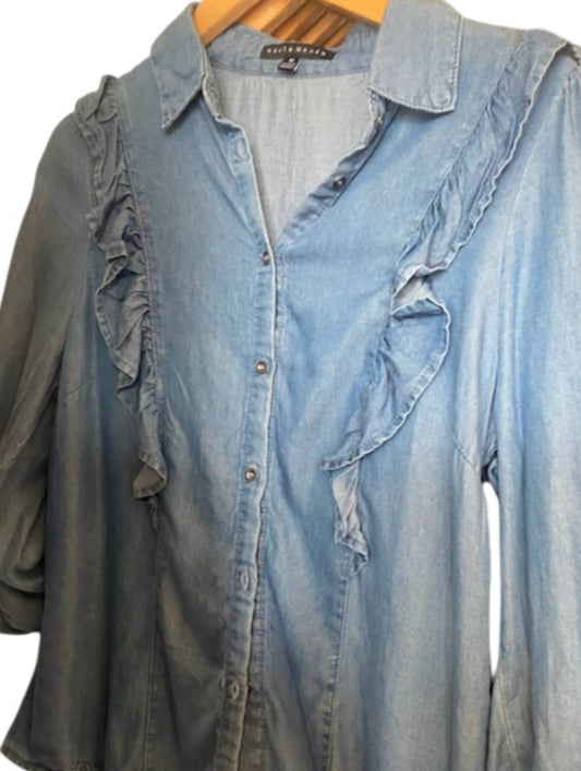 Women's Denim Ruffle Top