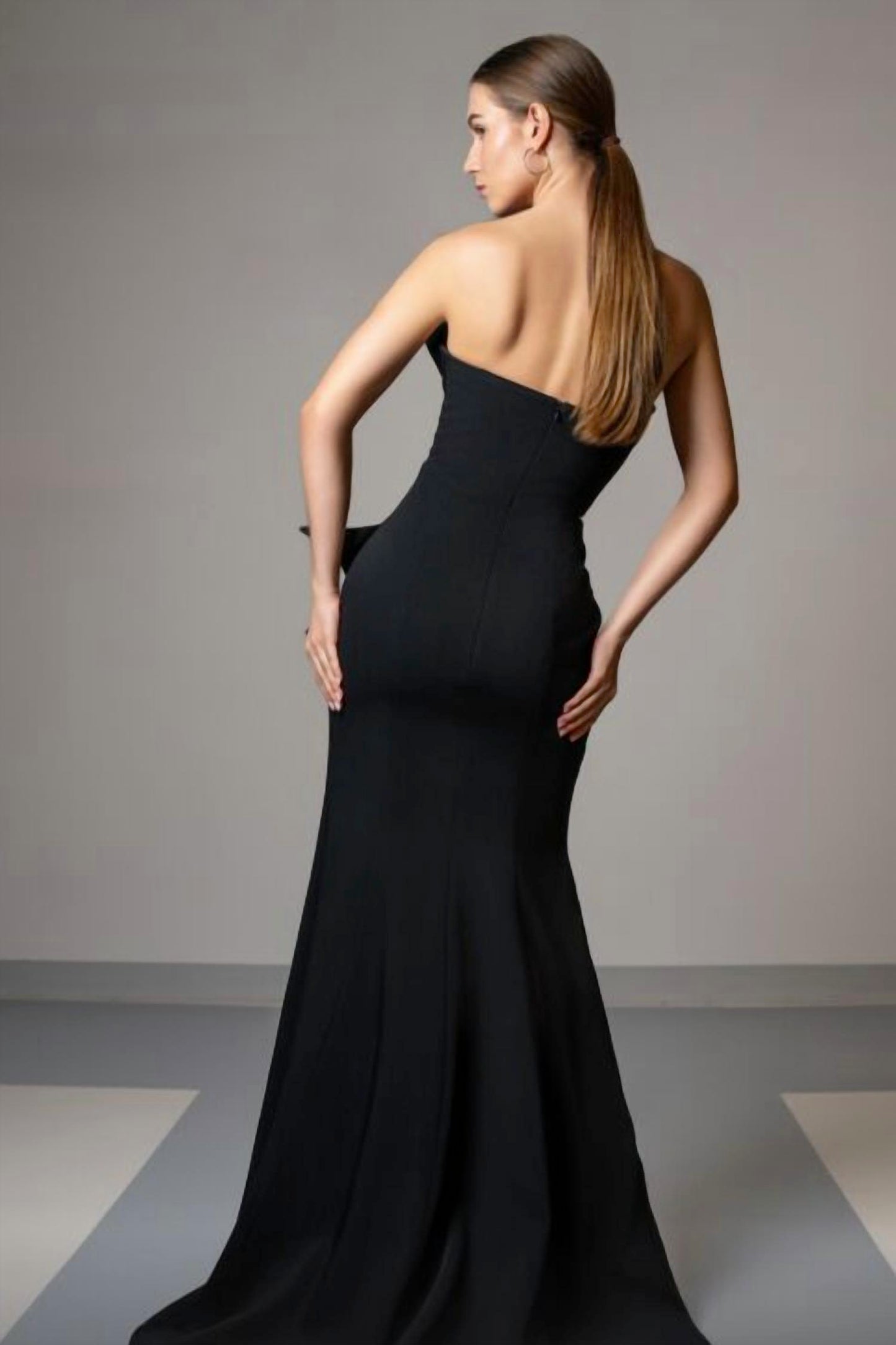 Asymmetric Bow Bodice High Slit Dress