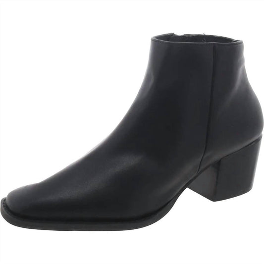Linea Paolo - Women's Faux Leather Block Heel Ankle Boots - Rack Hunt -