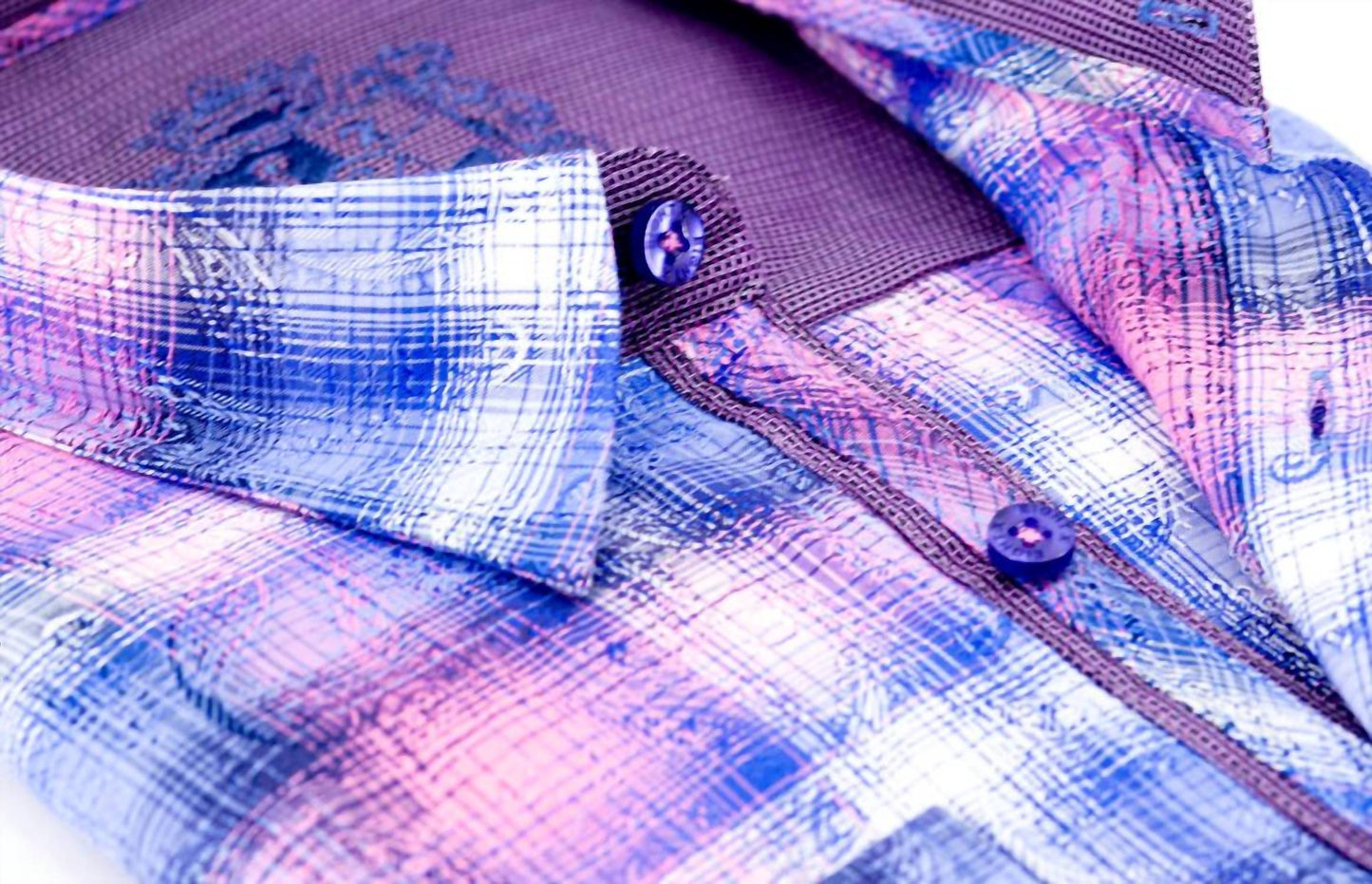 Paisley Over Checkered Jacquard Shirt