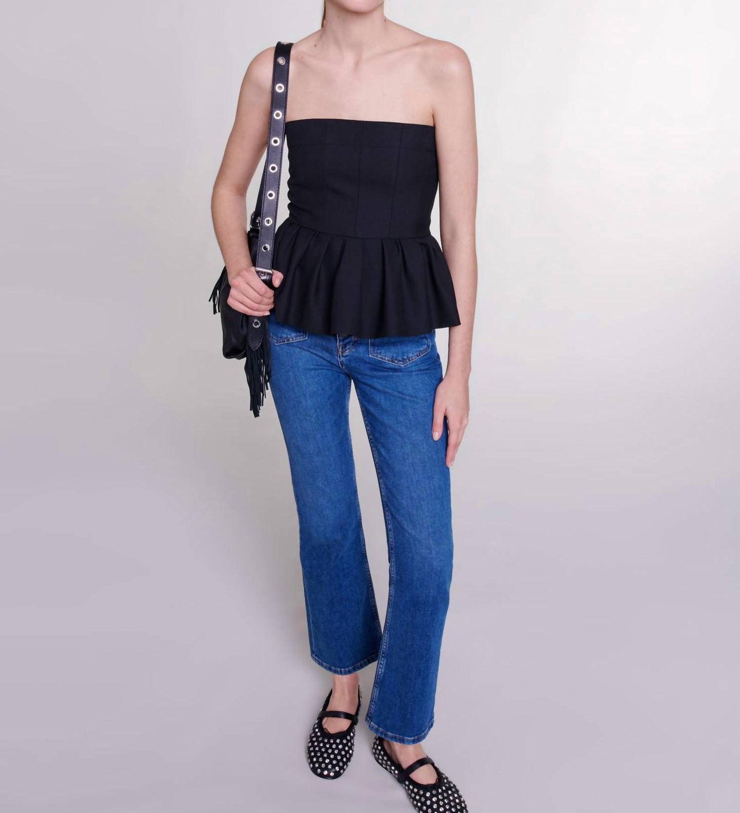Denim Jeans With Button Front Fly And Front Pockets