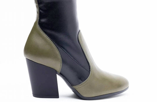 Women's Two-tone Block-heel Boots