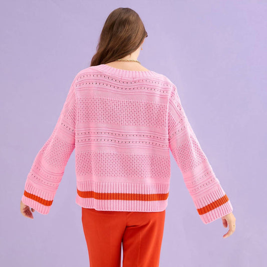 Judith Pointelle Stitch V Neck Sweater