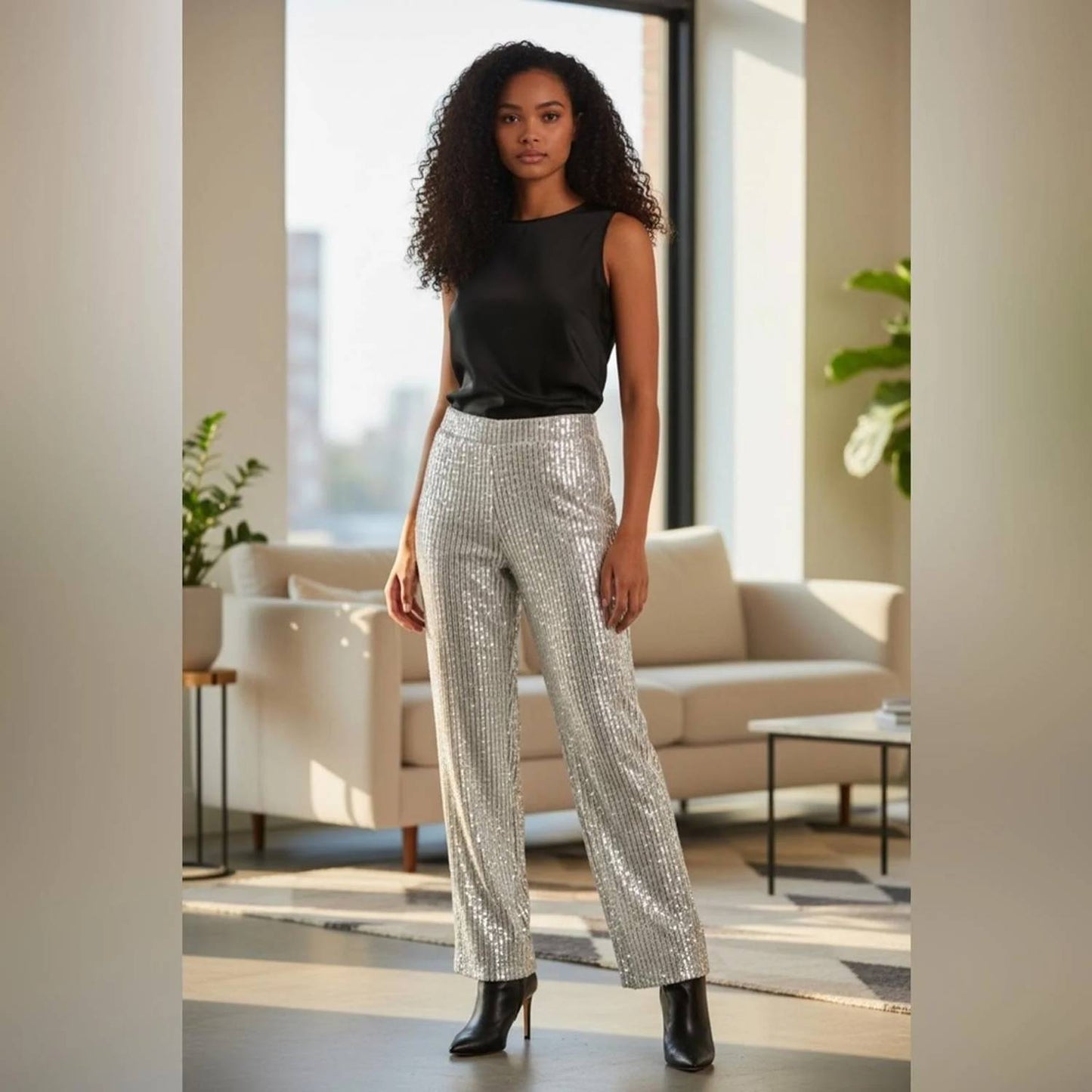 Women's Sequin Straight Leg Pants