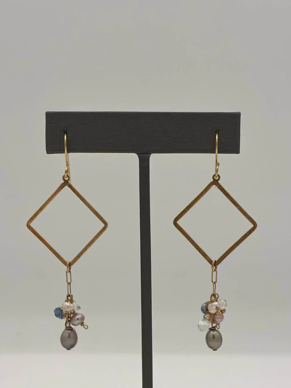 Blue Copper - Women's Multi Mini Pearl Kyanite & Herkimer Earrings - Rack Hunt