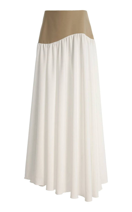 Crepe Long Wave Maxi Skirt
