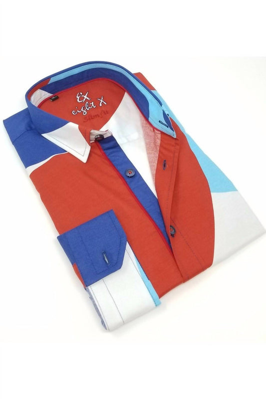 Men's Pattern Colors Button Down Print Shirt