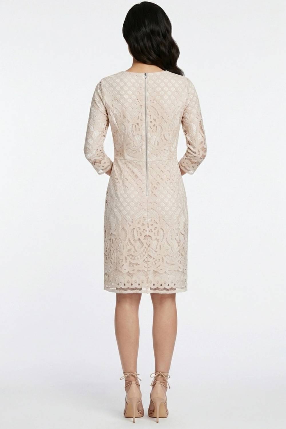 Geometric Lace 3/4-sleeve Party Dress