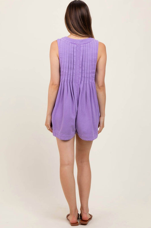 PinkBlush - Sleeveless Front Tie Denim Romper - Rack Hunt -