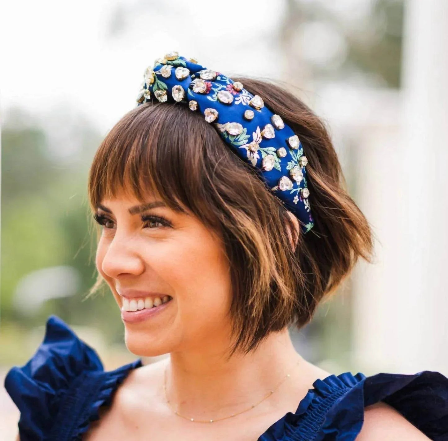 La Bella - Women's Morning Glory Jeweled Floral Silk Headband - Rack Hunt
