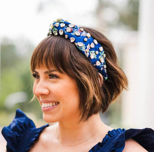 La Bella - Women's Morning Glory Jeweled Floral Silk Headband - Rack Hunt