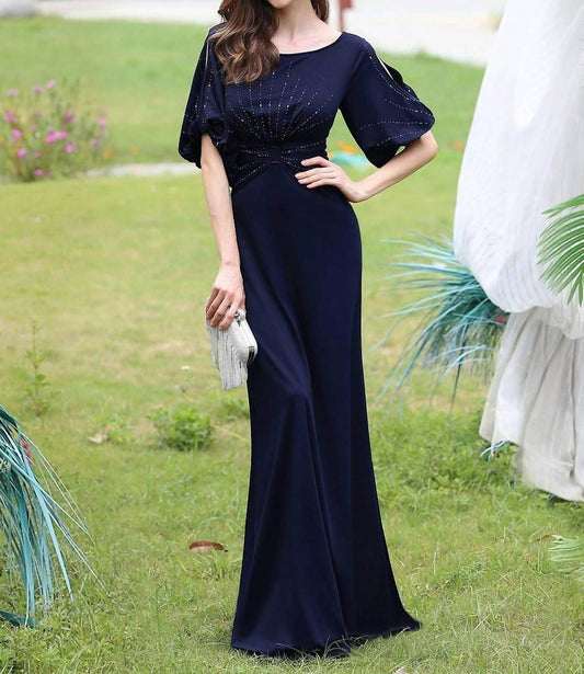 Round Neck Chiffon Fishtail Evening Dress