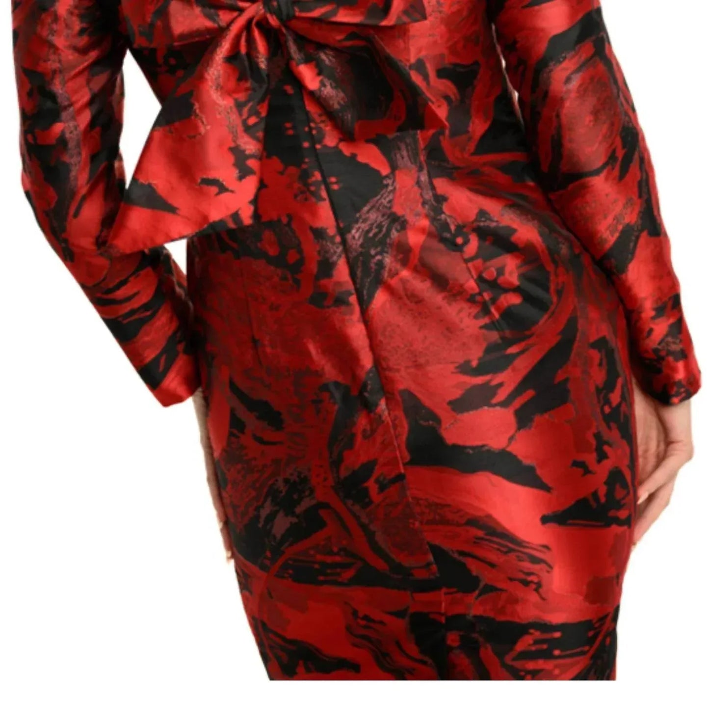 Cenia - Metallic Abstract Back Bow Sheath Dress - Rack Hunt