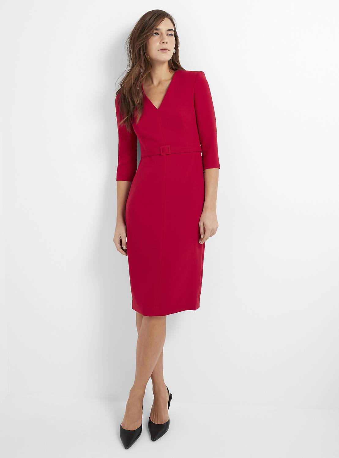 Ora Plunging Neckline Midi Dress
