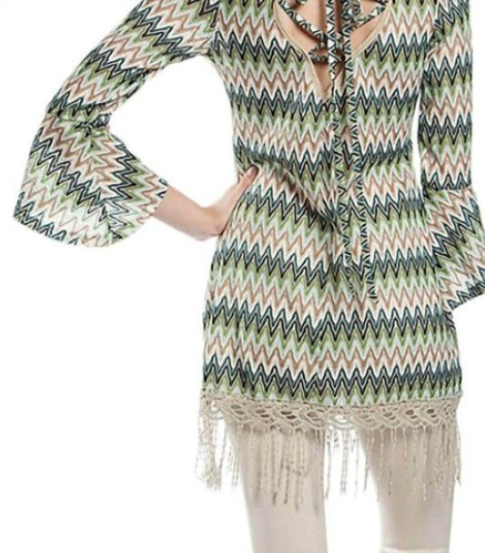 A'REVE - Back Lace Up Fringe Tunic Top - Rack Hunt -