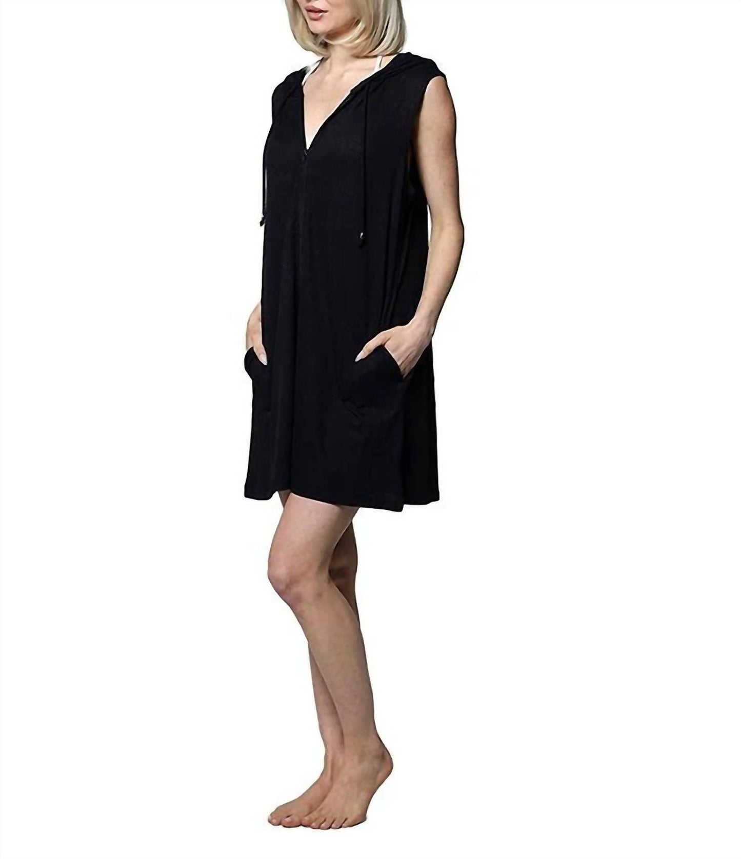 Zip Up Hooded Cover Up Dress