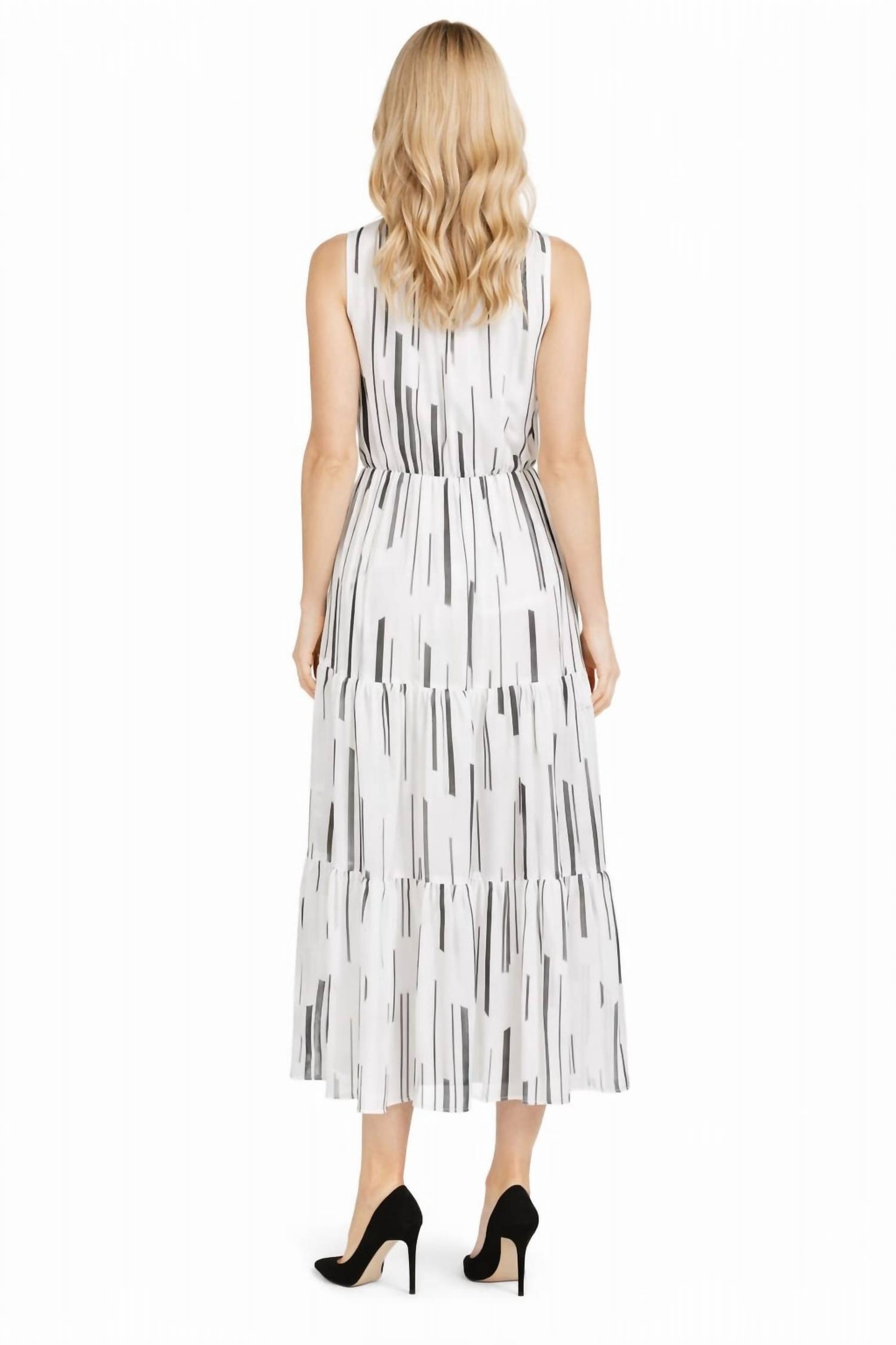 Sleeveless Ribbon Tie V-neck Dress