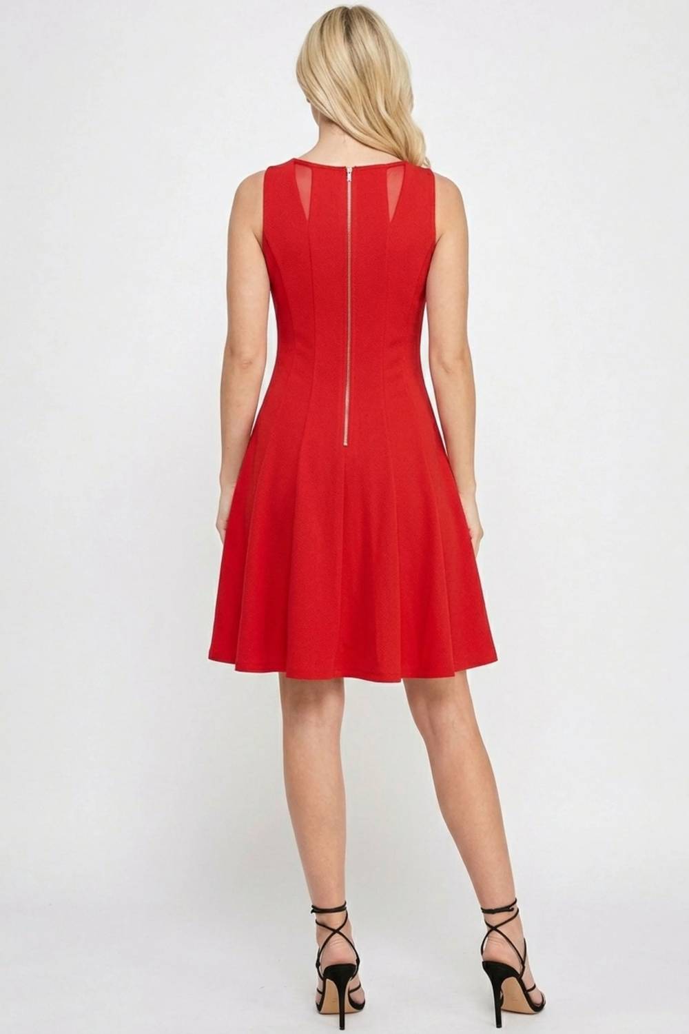 Illusion Mesh Fit And Flare Party Dress