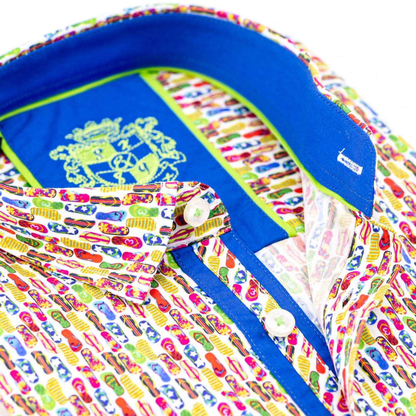 Men's Mini Flip Flop Button Down Print Shirt