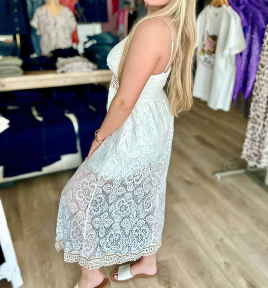Original USA - Geo Floral Lace Crochet Accents Maxi Dress - Rack Hunt