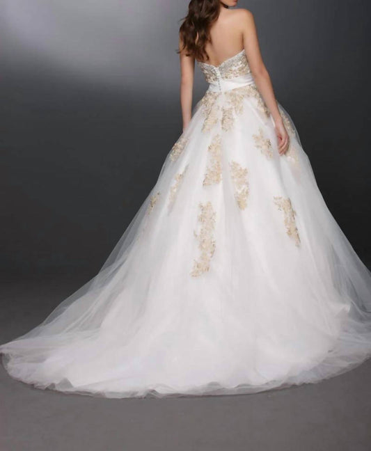 Strapless Tulle And Lace Wedding Gown
