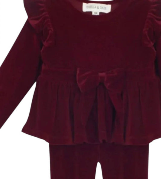 Girls’ Velvet Set With Bow