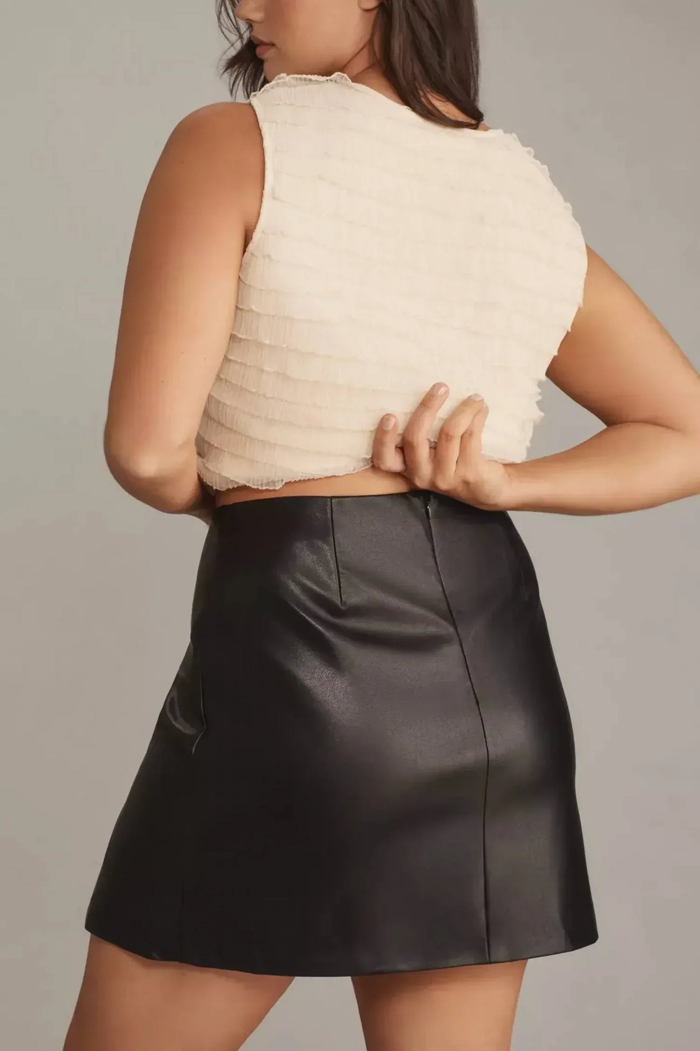 Maeve - Faux Leather Side Slit Micro Mini Skirt - Rack Hunt