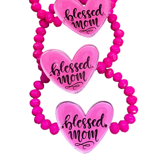 Jamie's Jems Design - Women's Blessed Mom Beaded Stretch Bracelet - Rack Hunt -