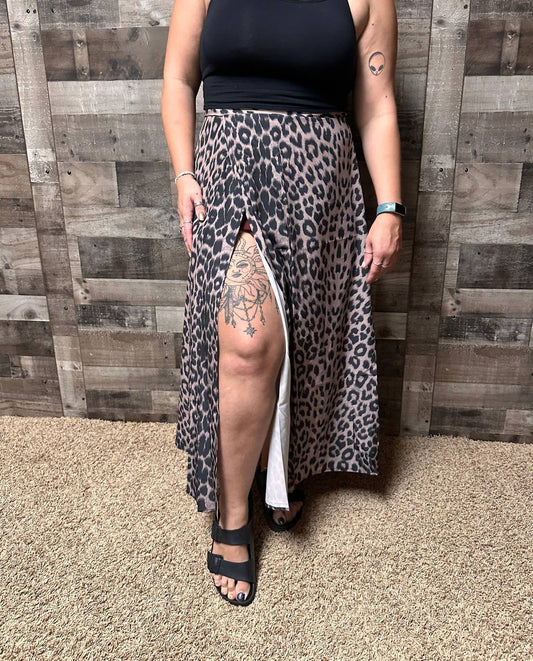 Nikita Leopard Print Wrap Midi Skirt