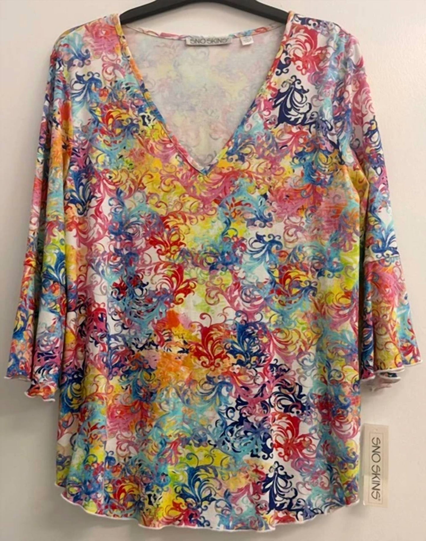 V-neck Top With Flounce Sleeves
