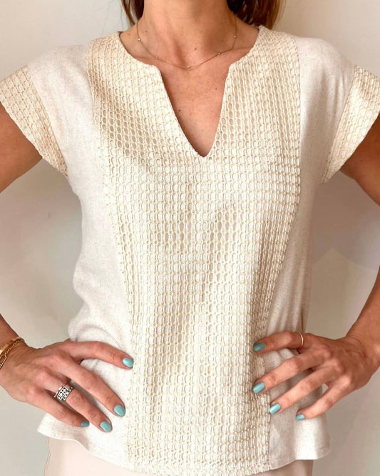 V-neck Cap Sleeve Top