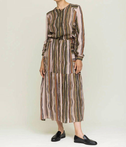 Pearl Double Georgette Shale Print Midi Dress