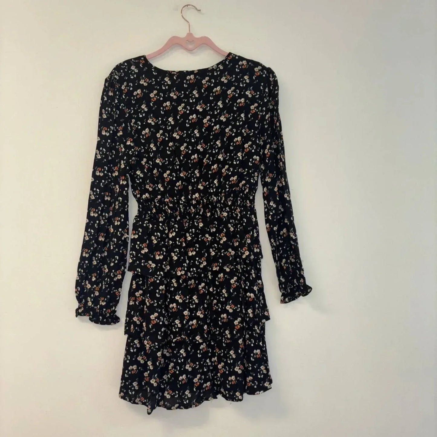 paper crane - High Neck Long Sleeve Flower Dress - Rack Hunt