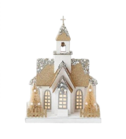 Lighted Holiday House and Church