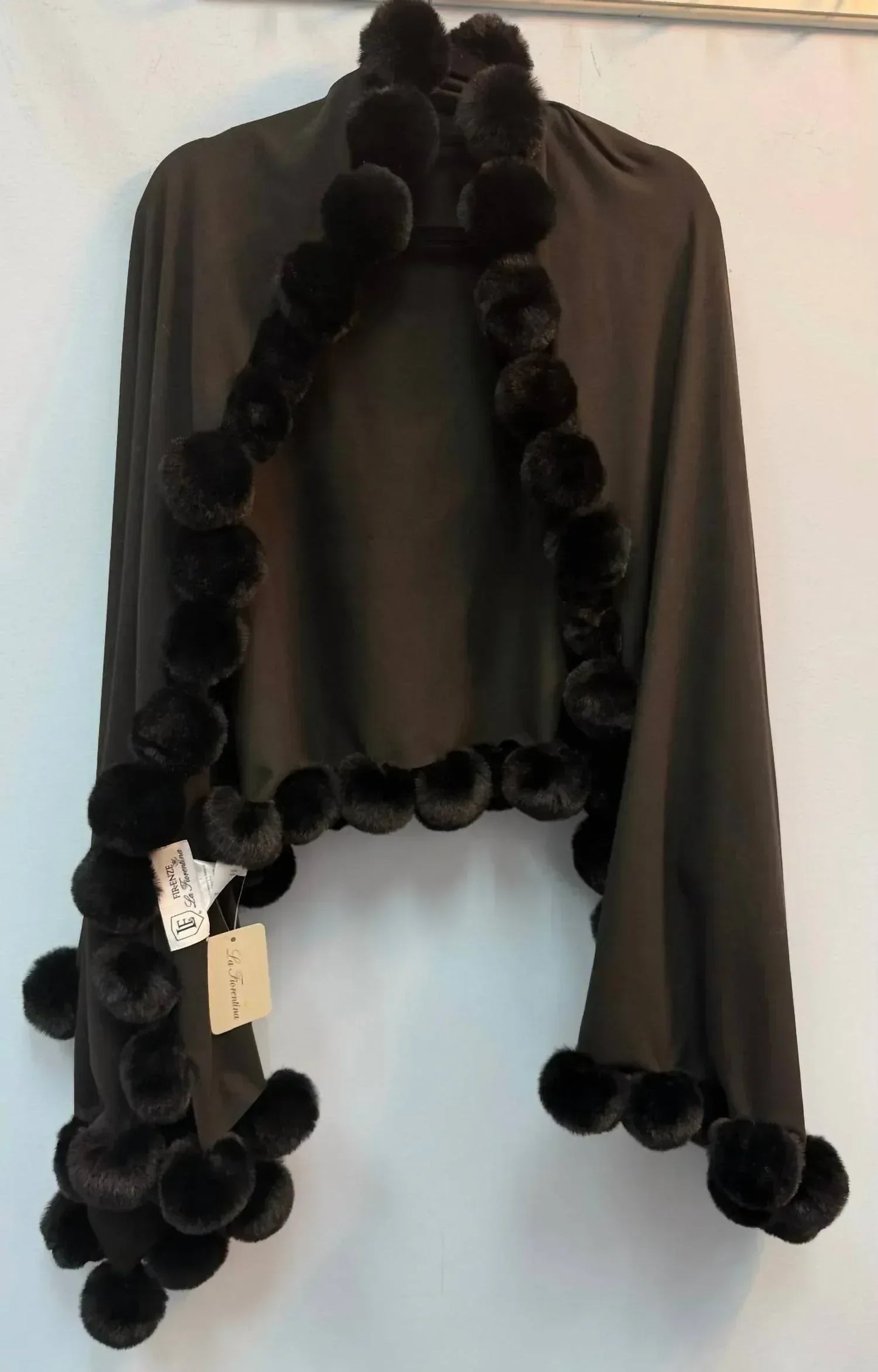 La Fiorentina - Faux Fur Poms Trim Wrap - Rack Hunt