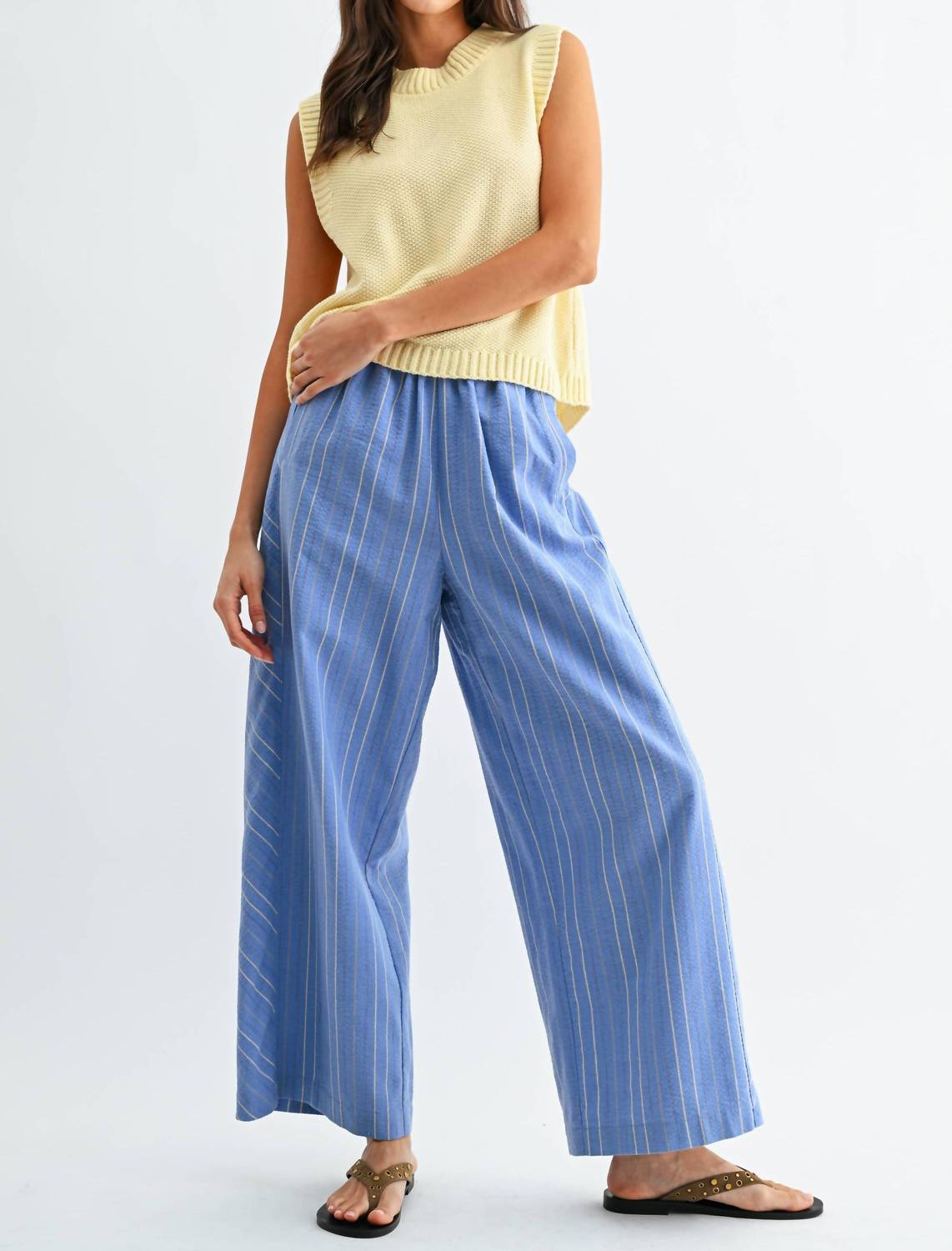 Pinstripe Wide-leg Trousers