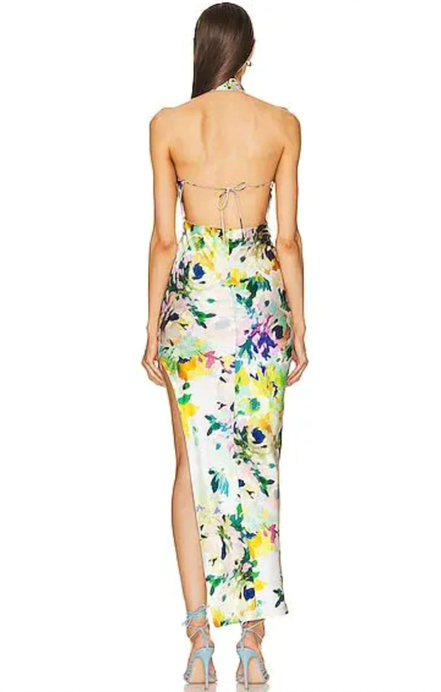 Halter Cut Out Asymmetrical Gown