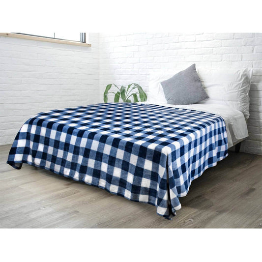 Pavilia - Buffalo Check Plaid Plush Fleece Blanket Throw - Rack Hunt -
