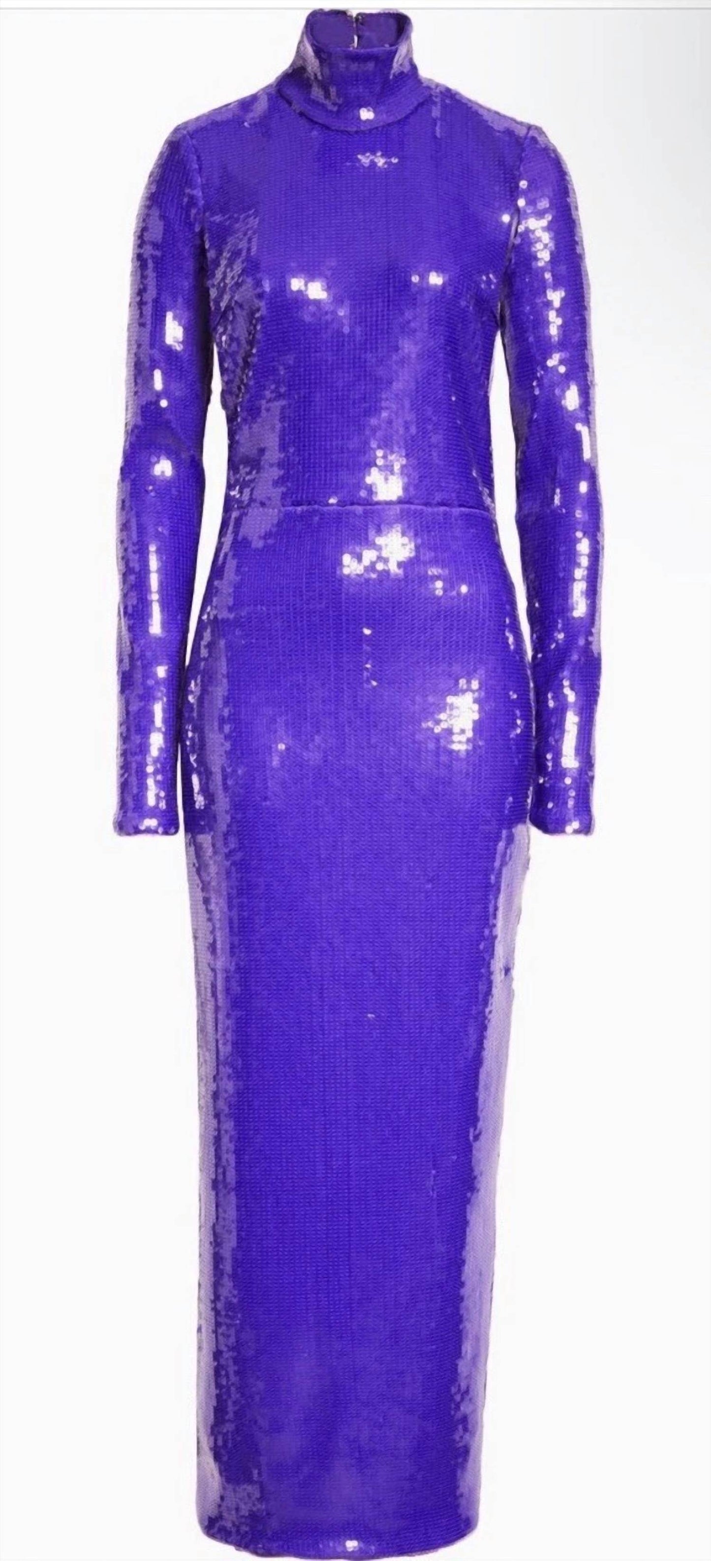 LaQuan Smith - Sequin Mock Neck Long Sleeve Cutout Column Gown - Rack Hunt -