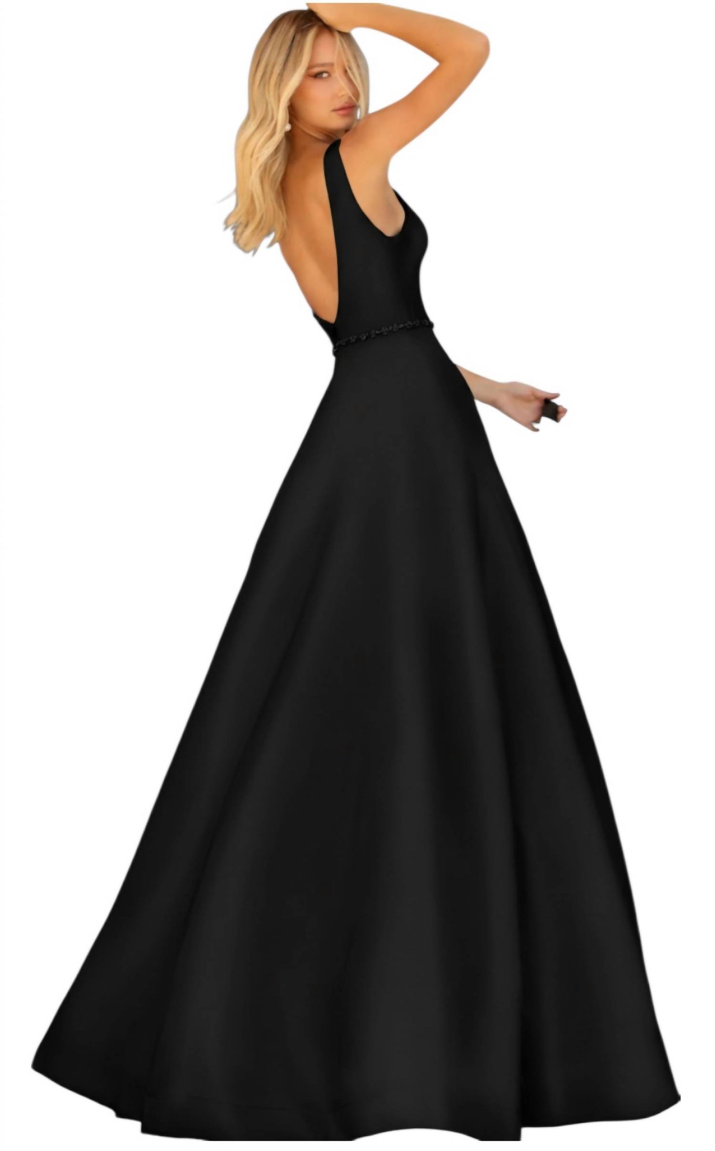 V-neck Fitted Ball Gown