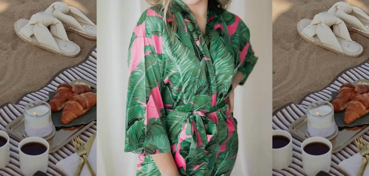 Spikes and Seams - Palm Leaf Bridesmaid Robe - Rack Hunt
